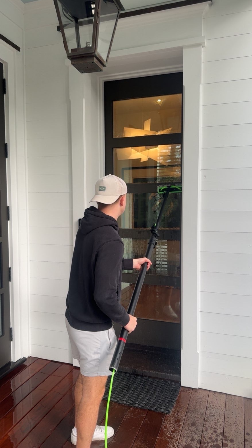 Outdoor area cleaning.