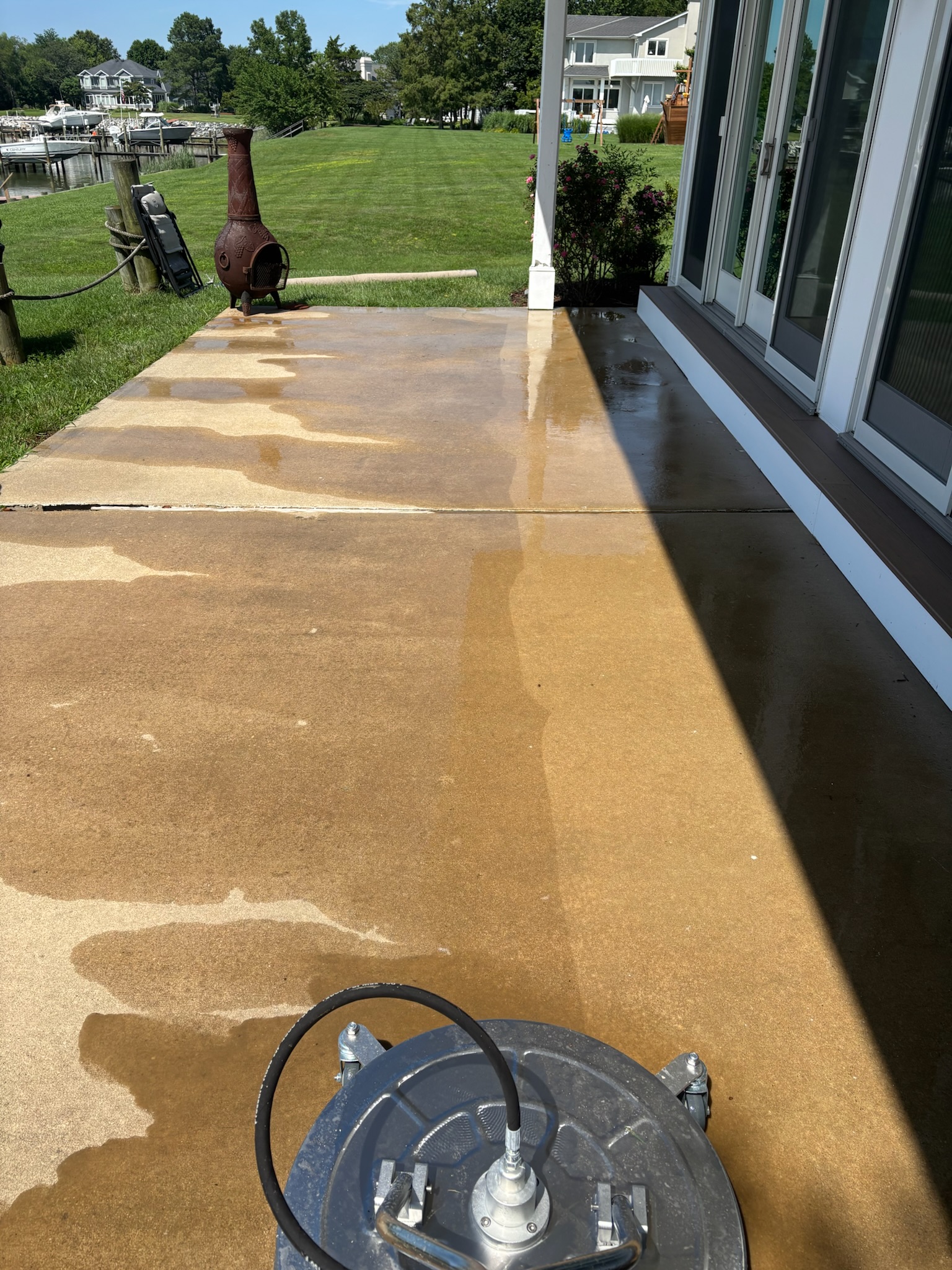 Sidewalk pressure washing.
