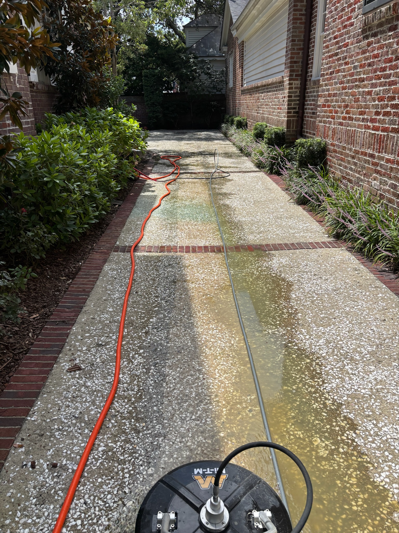 Walkway and curb cleaning.